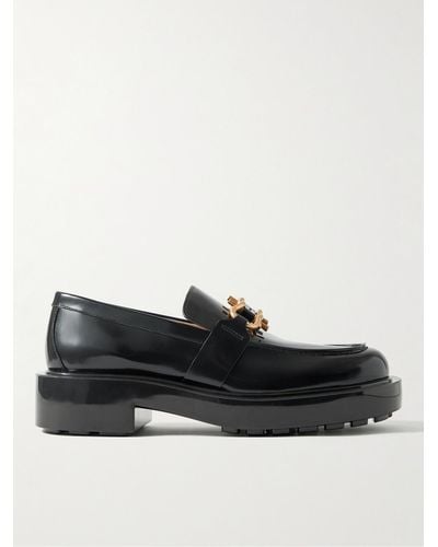 Bottega Veneta Horsebit Glossed-leather Loafers - Black