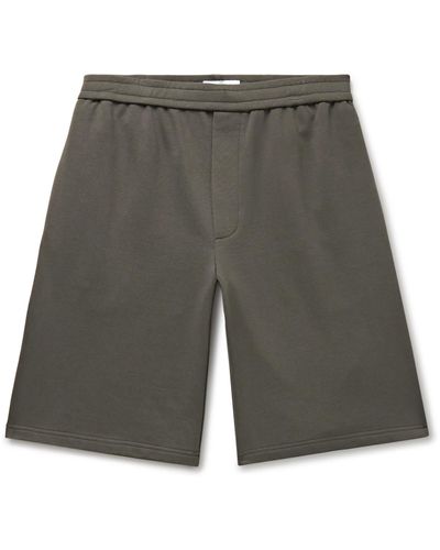 The Row Eston Wide-leg Cotton-jersey Shorts - Gray