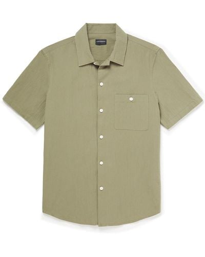 Club Monaco Camp-collar Cotton-blend Seersucker Shirt - Green