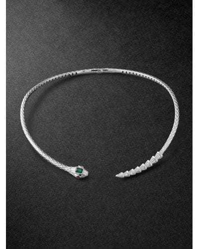 SHAY Snake White Gold Multi-stone Necklace - Black