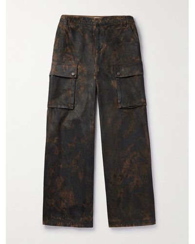 Guess USA Wide-leg Camouflage-print Cotton-gabardine Trousers - Grey