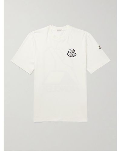 Moncler Logo-appliquéd Printed Cotton-jersey T-shirt - Natural