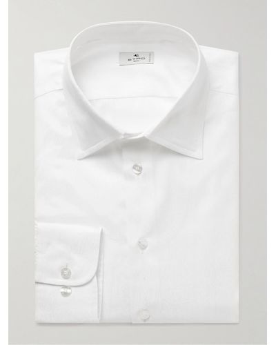 Etro Schmal geschnittenes Hemd aus Baumwoll-Jacquard mit Paisley-Muster - Weiß