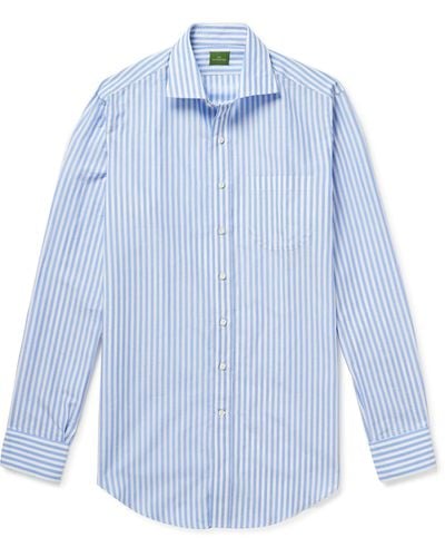 Sid Mashburn Otto Striped Cotton And Linen-blend Shirt - Blue