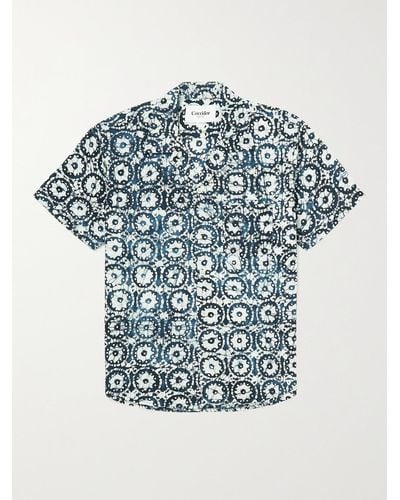 Corridor NYC Convertible-collar Printed Cotton Shirt - Blue
