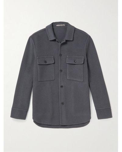 MR P. Double-faced Splitable Cashmere And Virgin Wool-blend Overshirt - Grey