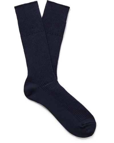 Anonymous Ism Brilliant Ribbed-knit Socks - Blue