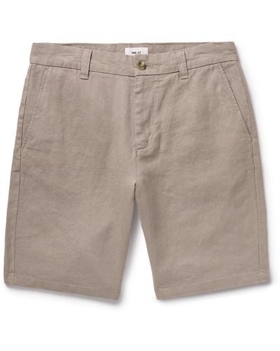 NN07 Crown 1454 Straight-leg Linen Shorts - Gray