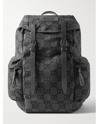 Gucci Leather-trimmed Monogrammed Ripstop Backpack - Black