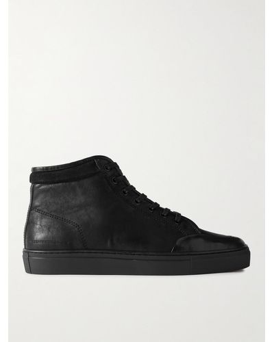 Belstaff Rally Suede-trimmed Leather High-top Trainers - Black