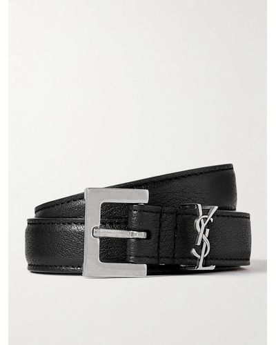 Saint Laurent 2cm Full-grain Leather Belt - Black
