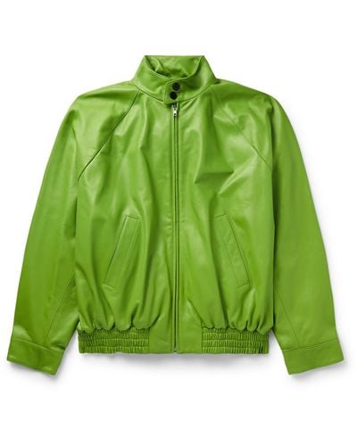 Marni Oversized Leather Bomber Jacket - Green