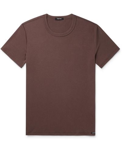 Tom Ford Slim-fit Stretch Cotton-jersey T-shirt - Brown