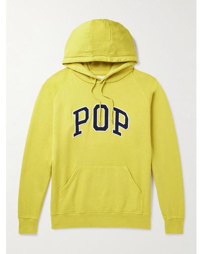 Pop Trading Co. Felpa in jersey di cotone con cappuccio e logo applicato Arch - Giallo