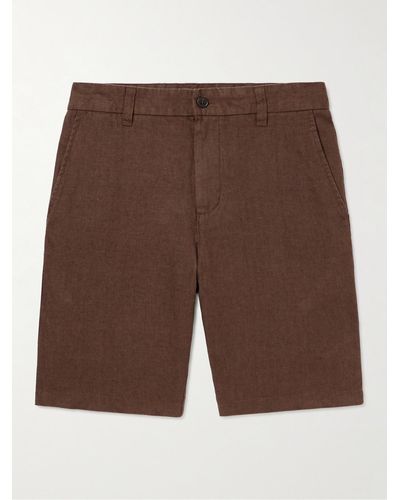 NN07 Crown 1196 Straight-leg Linen Shorts - Brown