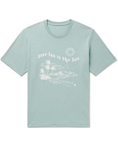 Hartford Fun Sun Printed Slub Cotton-jersey T-shirt - Blue