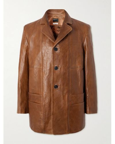 Enfants Riches Deprimes Go To Dallas And Take A Left Panelled Leather Jacket - Brown