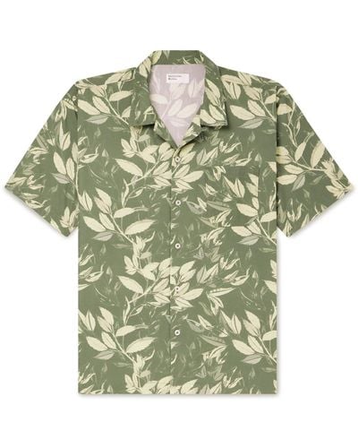 Universal Works Road Convertible-collar Printed Cotton Shirt - Green