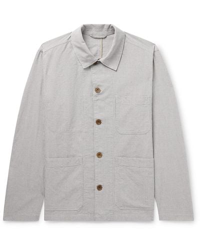 Hartford Jamison Striped Cotton And Linen-blend Overshirt - Gray
