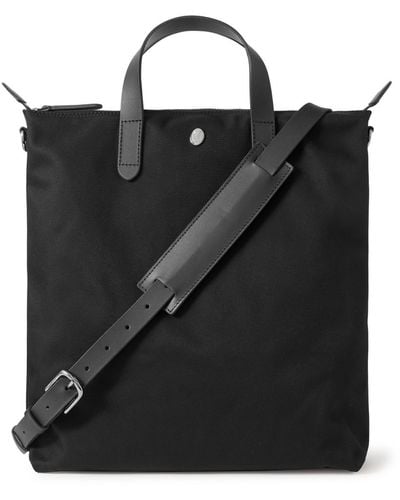 Mismo M/s Shopper Leather-trimmed Ballistic Nylon Tote Bag - Black
