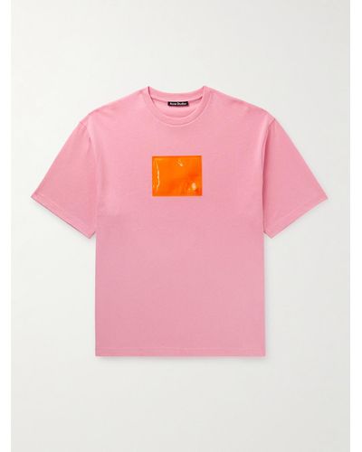 Acne Studios Exford Inflatable Logo-appliquéd Cotton-jersey T-shirt - Pink