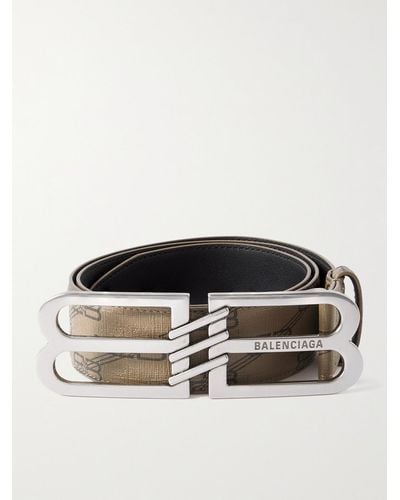 Balenciaga 4cm Logo-embellished Monogrammed Coated-canvas Belt - Brown