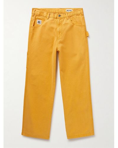 Bode Knolly Brook Straight-leg Cotton-twill Trousers - Yellow