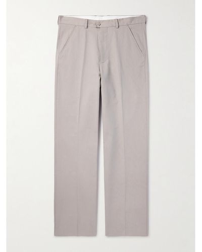 Our Legacy Darien Straight-leg Pleated Striped Cotton-blend Trousers - Grey
