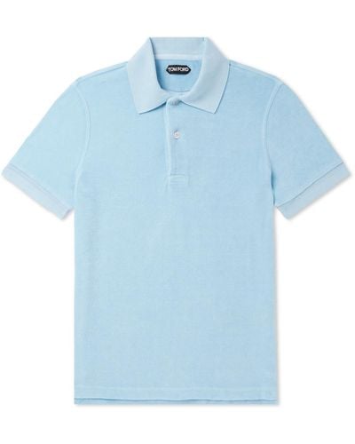 Tom Ford Cotton-blend Terry Polo Shirt - Blue