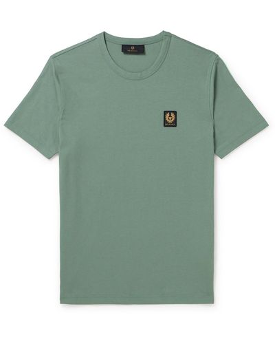 Belstaff Logo-appliquéd Cotton-jersey T-shirt - Green