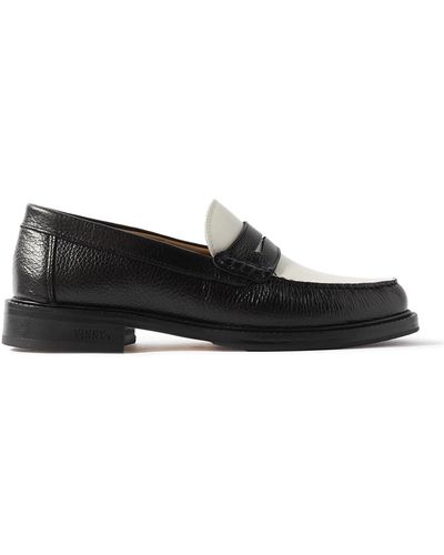 VINNY'S Yardee Leather Penny Loafers - Black