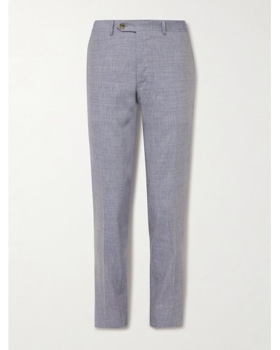 Canali Kei schmal geschnittene Anzughose aus einer Leinen-Wollmischung - Grau