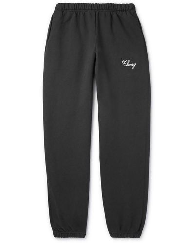 CHERRY LA Straight-leg Logo-embroidered Cotton-jersey Sweetpants - Black