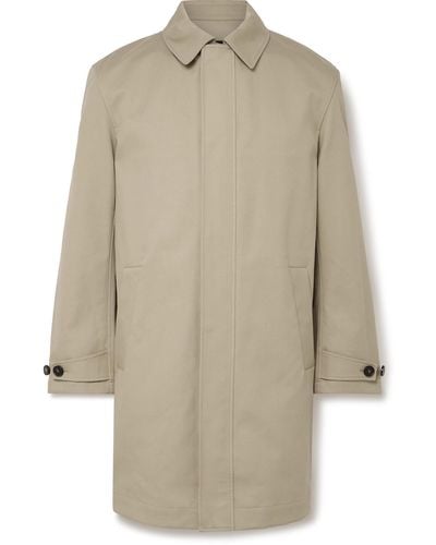 Yves Salomon Leather-trimmed Double-faced Cotton-twill Coat - Natural