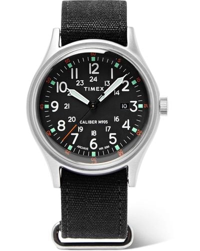 Timex Mk1 Camper Aluminium And Oiled-canvas Watch - Black