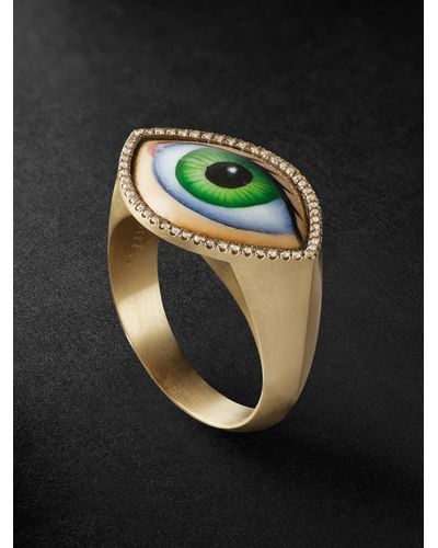 Lito Grand Vert Ring aus Gold mit Emaille und Diamanten - Schwarz