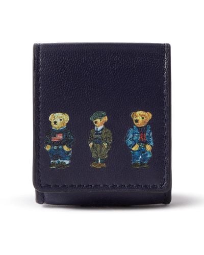 Polo Ralph Lauren Printed Textured-leather Airpods Pro Case - Blue