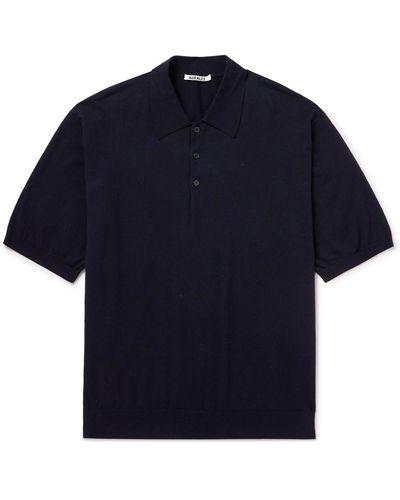 AURALEE Cotton Polo Shirt - Blue