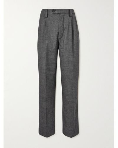 mfpen Classic Straight-leg Pleated Puppytooth Wool Trousers - Grey