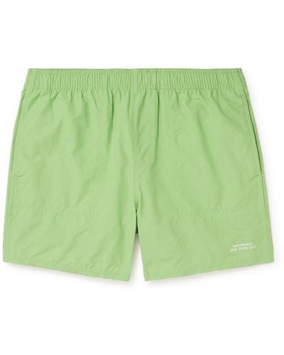 Saturdays NYC Talley Straight-leg Mid-length Embroidered Swim Shorts - Green