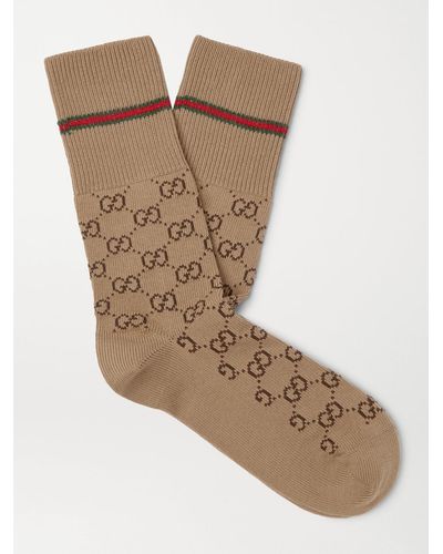 Gucci Web-detail GG Socks - Brown