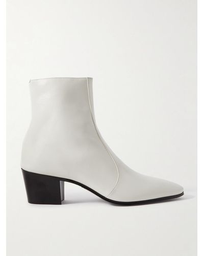 Saint Laurent Vassili 60 Leather Boots - White