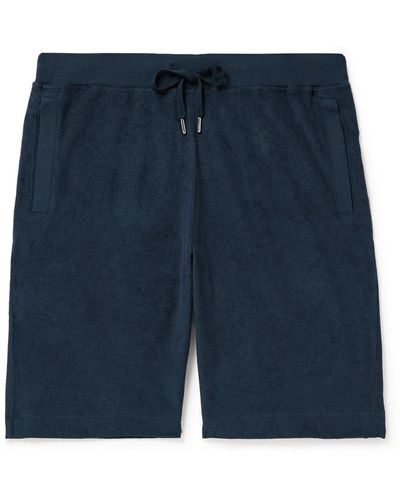 Sunspel Tapered Cotton-terry Drawstring Shorts - Blue