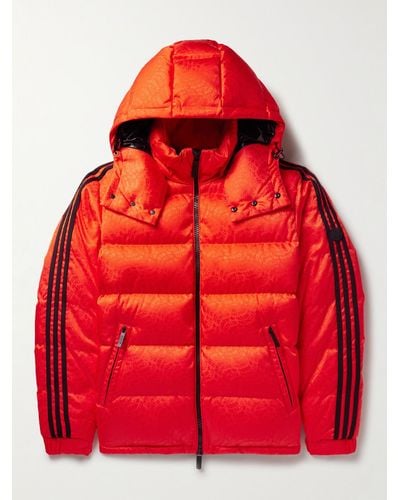 Moncler Genius Adidas Originals Alpbach Quilted Logo-jacquard Shell Hooded Down Jacket - Red