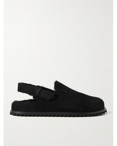 Officine Creative Introspectus Shearling-lined Suede Mules - Black