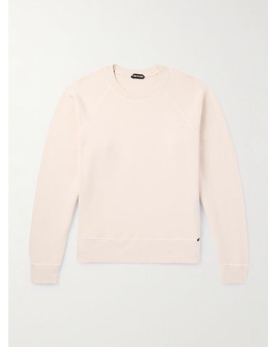 Tom Ford Slim-fit Garment-dyed Cotton-jersey Sweatshirt - Natural