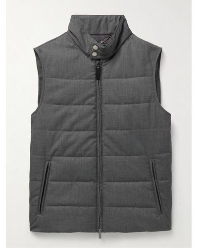 Canali Quilted Padded Canvas Gilet - Grey