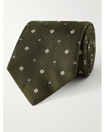Dunhill 7.5cm Embroidered Silk-faille Tie - Green