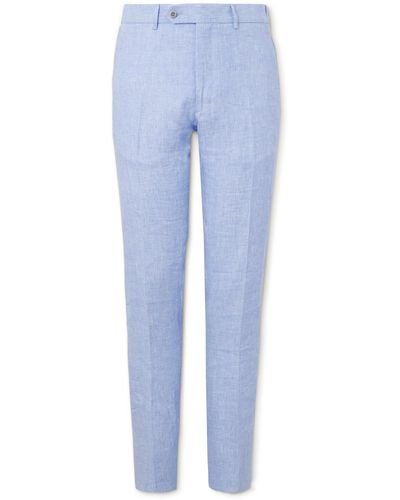 Zanella Nash Straight-leg Linen Pants - Blue