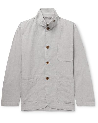 Hartford Jerome Striped Cotton And Linen-blend Jacket - Gray